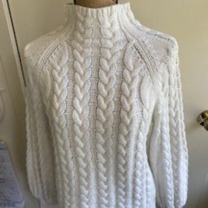 W by Worth White Cotton Cable Sweater. Size L